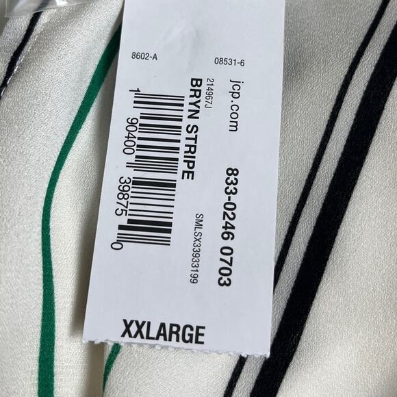 Worthington New Top Popover Sleeveless White Green Stripe Women’s Size XXL - Picture 12 of 13